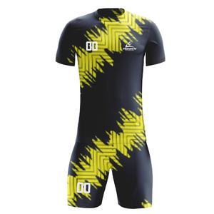 Conjunto de Uniforme de Fútbol de Manga Corta de Alta Calidad, Transpirable, de Secado Rápido, 100% Poliéster, Color Azul Oscuro, con Logotipo Personalizado - Product Image 1