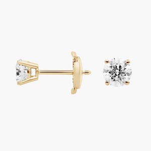 Boucles d'oreilles clous abordables en diamant de laboratoire rond brillant à quatre griffes, 1,00 carat, en or massif 14 carats, pour usage quotidien, cadeau - Product Image 2