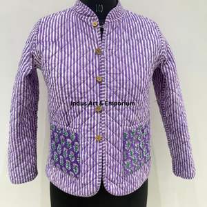 Chaqueta Acolchada de Algodón Vintage Hecha a Mano, Chaqueta Jaipuri de Algodón Vintage de Manga Larga - Product Image 3