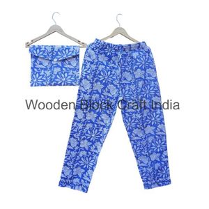 เซ็ตชุดนอนผ้าฝ้ายเนื้อนุ่มสำหรับผู้หญิงเอวยางยืดทำด้วยมือเป็นมิตรกับสิ่งแวดล้อมพิมพ์ลายดอกไม้หรูหราเป็นมิตรต่อสิ่งแวดล้อม - Product Image 3