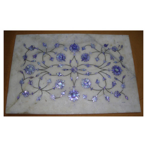 ฝังหินอ่อนสีขาวบริสุทธิ์สีฟ้าแม่ของไข่มุกดีไซน์ทรงสี่เหลี่ยมผืนผ้า - Product Image 1