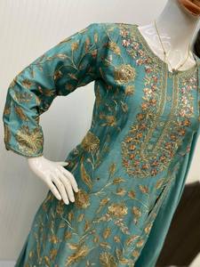 Designer Embroidered Cotton Top with Sharara and Dupatta Set In-Stock for Ethnic Festive or Party Wear - Product Image 3