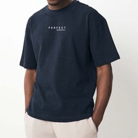 Camiseta de manga corta pesada para hombre, ropa informal de gran tamaño con hombros caídos, camisetas con diseño de logotipo personalizado