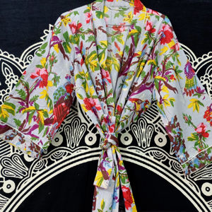 Robe Kimono en coton léger pour femme Robe de chambre imprimée de Style indien pour l'été printemps automne vêtements de bain confortables - Product Image 2