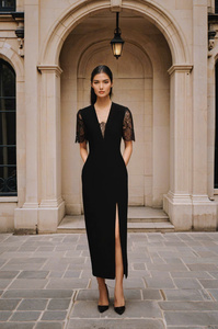 High Quality Ladies Elegant Style Midi Length Cinder Dress Vietnam Fall Collection <b>Lace</b> Decoration Made-to-Order Eco-Friendly - Product Image 4