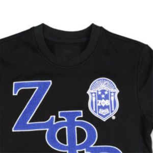 ZPB Sweatshirt - <b>Black</b> 100% Cotton <b>Fleece</b> Zeta Phi Beta Sweatshirt with Team Logo Chenille Embroidery Sorority Gear - Product Image 5