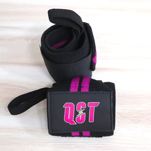 Attelle de poignet de levage en coton noir QST International WR-1028, marque privée, fermeture à boucle et crochet, soutien élastique professionnel - Product Image 2