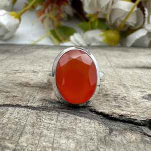 Anillo de Joyería Fina Personalizado Hecho a Mano en Plata Alemana con Ónix Rojo Natural, Vermeil, Venta al Por Mayor - Product Image 2