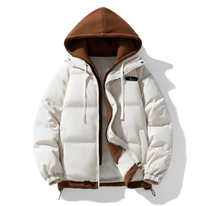 Doudounes unisexes avec logo personnalisé, vestes amples en duvet pour l'extérieur, veste d'hiver sportive, veste zippée avec capuche, vêtements personnalisés pour hommes - Product Image 2