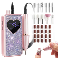 Machine à ongles sans fil professionnelle, avec écran LCD en forme de cœur orné de strass, électrique, pour la maison et le salon de manucure