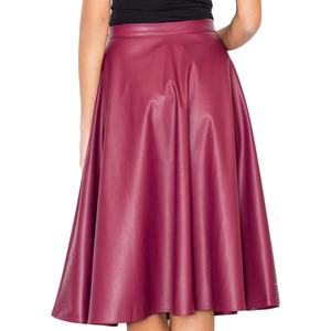 2026 High Quality Faux-Leather Pink-Color A-Line Midi-Skirt Flowy-Pleated Skirt For Casual & Party Wear - Product Image 2