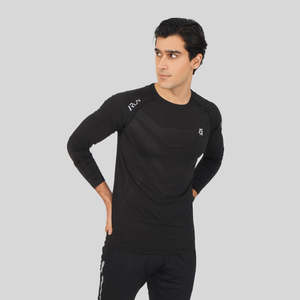 T-shirt de course et de gymnastique noir à manches longues - Product Image 4