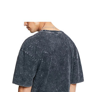 Camiseta personalizada 100% algodón lavado ácido Vintage Mineral cuello redondo diseño de cuello redondo impresión Digital personalizada camisetas de gran tamaño para hombres - Product Image 5