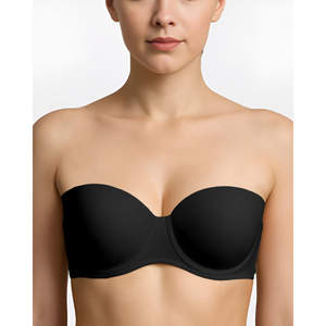 Sujetador de copa completa elegante sin tirantes para mujer 520, con agarre de silicona cómodo, sin aros, suave, transpirable, acolchado, de seda, con letras. - Product Image 2