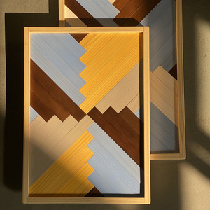 Ensemble de décoration murale rustique en bois Aztec Boho Art Décoration murale en bois suspendue en bois - Product Image 1