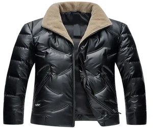 Chaqueta acolchada de invierno para hombre gótica personalizada 100% lana impermeable pato transpirable ganchillo de talla grande abrigo de invierno cuello de lana - Product Image 1
