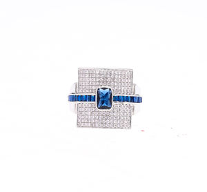 Bold 14K Gold Rodio Plated Classic Llamativo Anillo Pave-Set Diamantes naturales - Product Image 5