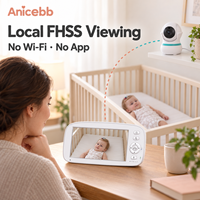 Anicebb Wi-Fi Yok Uygulama Yok 5 İnç FHSS Video Bebek Monitörü Avrupa Aile Bakımı için Özel Ebeveyn Ekranı İki Yönlü Ses