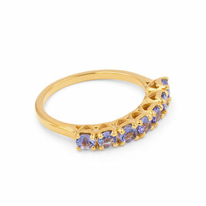 Anillo de Tanzanita de Siete Piedras Redondas, Plata de Ley 925, Joyería de Diseño para Etapas de Matrimonio - Product Image 2