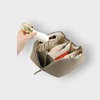 Nouvelle Trousse de Toilette de Voyage Haut de Gamme en Cuir Véritable Rétro, Capacité Moyenne, Étanche, Portable, avec Poignée Souple pour Cosmétiques