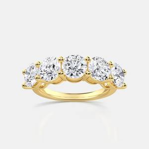 Hermoso anillo de compromiso de diamante cultivado en laboratorio CVD HPHT de corte redondo de cinco piedras con banda de eternidad excelente corte increíble regalo para ella - Product Image 5