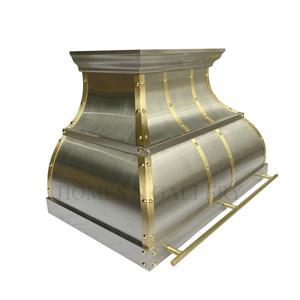 ดีไซน์ล่าสุด ฮูดดูดควันติดผนังแบบโบราณ ทำด้วยมือ วัสดุสแตนเลสสั่งทำพิเศษ พร้อมแถบทองเหลือง - Product Image 1