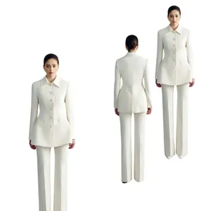 Роскошная женская одежда белые женские брюки Блейзер MABEL расклешенные брюки 73% полиэстер 17% искусственный шелк 10% спандекс белый производитель