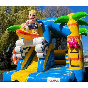 สไลเดอร์น้ำเป่าลมสำหรับเด็กแบบหนาพิเศษ พร้อมบ้านลมเป่าลม PVC สำหรับเล่นกลางแจ้ง พร้อมสระน้ำสำหรับความสนุกในฤดูร้อน - Product Image 1
