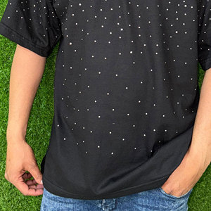 เสื้อยืดแฟชั่นผ้าฝ้าย100% สำหรับผู้ชายรุ่นเฮฟวีเวตทรงหลวมเปิดไหล่350GSM เสื้อถักแบบทางการออกแบบได้ตามต้องการ - Product Image 3