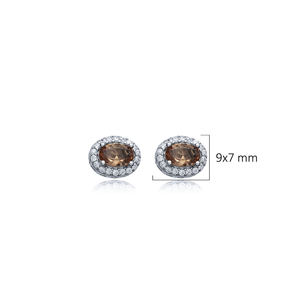 Forma ovalada CZ diseño sultanita piedra Stud pendientes turco hecho a mano venta al por mayor 925 joyería de plata esterlina - Product Image 2