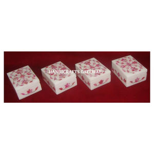 Boîte de rangement de bijoux en incrustation de marbre de nacre de conception florale moderne attrayante et but de cadeau de mariage en forme de rectangle - Product Image 1