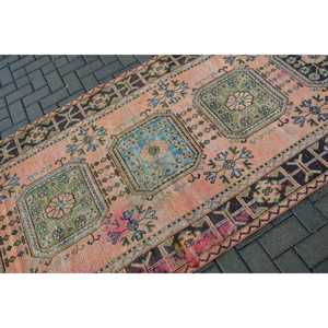 พรมขนาด 4x10.9 ฟุต, พรมตุรกีโบราณ, พรมลายปะติดสีแดงน้ำเงิน - Product Image 5