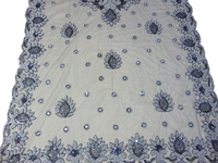 Housse de table à manger personnalisée de luxe, tissu organza carré, broderie florale, nappe de mariage faite à la main, réutilisable, 100x100cm