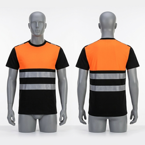 เสื้อยืดสะท้อนแสงสำหรับงานก่อสร้าง 200 GSM ผ้าโพลีเอสเตอร์แห้งเร็ว สีเหลืองนีออน พิมพ์โลโก้ตามสั่ง - Product Image 3