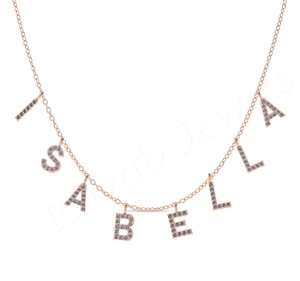 Alta calidad personalizado creativo nombre inicial circón moda brillante plata esterlina Regalo de Cumpleaños Collar chapado en oro para dama - Product Image 2