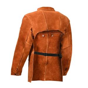 Leather <b>Welding</b> Work Jacket Flame-Resistant Heavy Duty Split Cowhide Leather Welder Jackets - Product Image 3