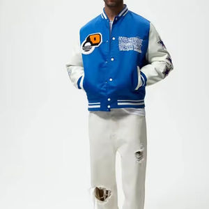 Chaqueta Universitaria de Béisbol Vintage de Manga Larga con Parche de Lana Bordado en Chenilla y Cuero Personalizada de Alta Calidad para Hombre - Product Image 3