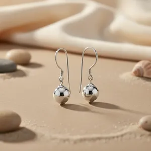Boucles d'oreilles pendantes en argent sterling 925 pour femmes, motif vintage boule/eau/fleur, perle/diamant/zircon pour mariages et fêtes - Product Image 3