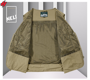Conceptions personnalisées Gilet d'extérieur Offres Spéciales le plus récent Gilet de photographie de pêche en coton et en polyester à poches multiples pour hommes - Product Image 2