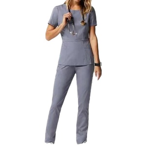 Ensemble d'uniformes d'hôpital à col rond Costumes de travail d'infirmière et de médecin avec vêtements de récurage à la main 65% polyester 35% coton Ensembles de gommage - Product Image 1