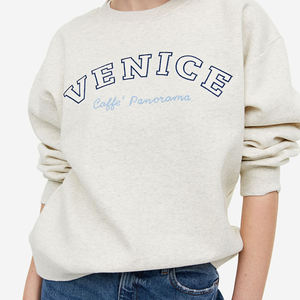 Venta al por mayor de sudaderas bordadas con logotipo personalizado para mujer, Jersey vintage, sudaderas ligeramente extragrandes, sudadera azul para mujer - Product Image 2