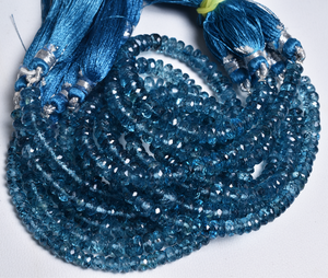 Perles rondes à facettes en topaze bleue de Londres faites à la main en gros Bracelets en cristal de pierre naturelle de 4mm Colliers Bijoux échoués - Product Image 1