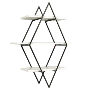 Étagère à épices de cuisine polyvalente à double niveau, faite à la main, de conception géométrique, présentoirs d'étagère - Product Image 2