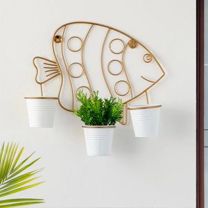 High Quality Gold Metal Wall Planter <b>Pots</b> <b>Stand</b> with White Bucket for Home Garden Decoration Flower <b>Pots</b> & Planters - Product Image 4
