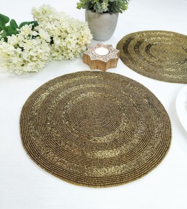 Buy <b>Christmas</b> Festive Made Beaded <b>Placemat</b> Multiple Colored Beads Home Decor Coaster Mat and Pads - Product Image 3