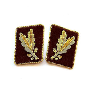 Wholesale Staff Patch Gorget <b>Collar</b> Hand Embroidered Braided With Brass Button Clip Custom Chrome Plated Fabric Pu Main Material - Product Image 1