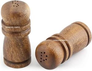Manual Refillable Acacia Wood <b>Salt</b> and <b>Pepper</b> Shaker <b>Set</b> Natural Wooden Spice Dispensers for Kitchen, Dining, and Tabletop Use - Product Image 2