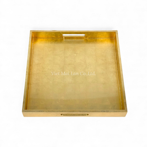 Plateau en laque fait main avec motif en feuille d'or pour servir les aliments, table et usage décoratif en provenance du Vietnam - Product Image 2