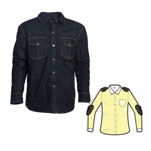 Camisa vaquera blindada para hombre con logotipo impreso personalizado 2024 al por mayor, cuello redondo de alta calidad, manga completa, Moto 6XL ODM algodón - Product Image 1