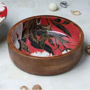 Caja de Roti de Madera Hecha en India con Tapa de Esmalte y Pinzas, Hecha de Alta Calidad, Forma Redonda, la Mejor Calidad de la India - Product Image 5